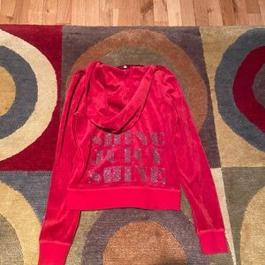 Juicy Couture y2k Christmas Red Silver Velour Tracksuit Zip Up Jacket Medium